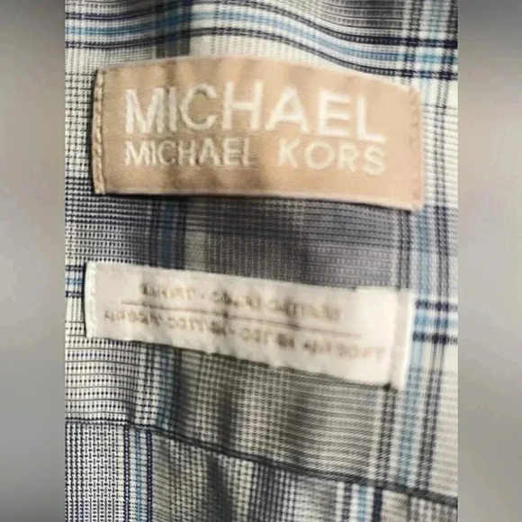 Michael Kors casual lightweight classic plaid button down long sleeve shirt 17.5 - Picture 3 of 3